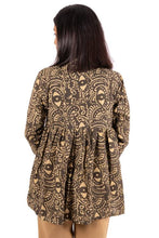 Load image into Gallery viewer, Creative Bee 'AVALON' Gathered jacket in natural dye, block printed on cotton fabric