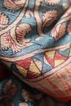 Load image into Gallery viewer, Natural Dye Hand-Painted  Desi Tussar Silk Kalamkari  Sari