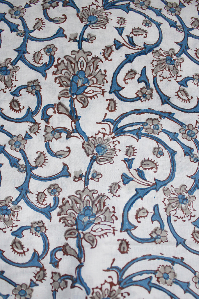 Natural Dye Block Print Cotton X Silk Stole