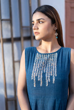 Load image into Gallery viewer, Natural Dyed Indigo 'ELYSIAN' Sleeveless Applique Dress