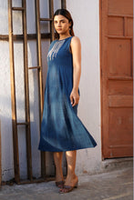 Load image into Gallery viewer, Natural Dyed Indigo 'ELYSIAN' Sleeveless Applique Dress