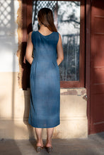 Load image into Gallery viewer, Natural Dyed Indigo 'ELYSIAN' Sleeveless Applique Dress