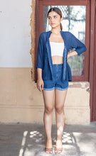 Load image into Gallery viewer, Natural Dyed Indigo 'PEACE' Cotton x Silk Gathered Jacket