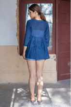 Load image into Gallery viewer, Natural Dyed Indigo 'PEACE' Cotton x Silk Gathered Jacket