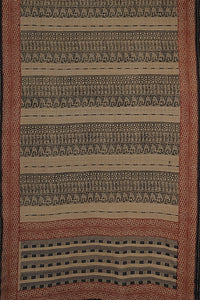 Hand Woven Cotton With Special Weave With Natural Dye Block Printed Saree