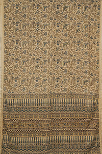 Hand Woven Cotton With Block Printed Natural Dye Saree