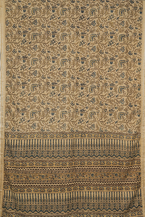 Hand Woven Cotton With Block Printed Natural Dye Saree