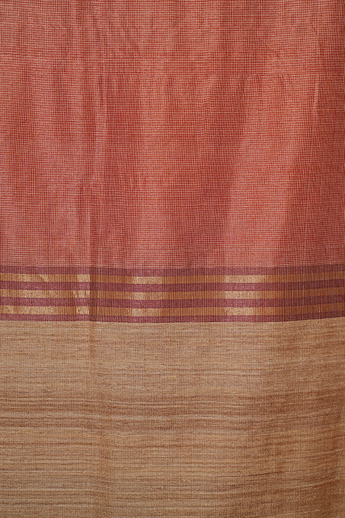 Hand Woven Tussar Silk With Special Weave Natural Dye Saree