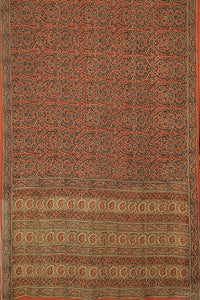 Hand Woven Chiffon Silk With Block Printed Natural Dye Saree