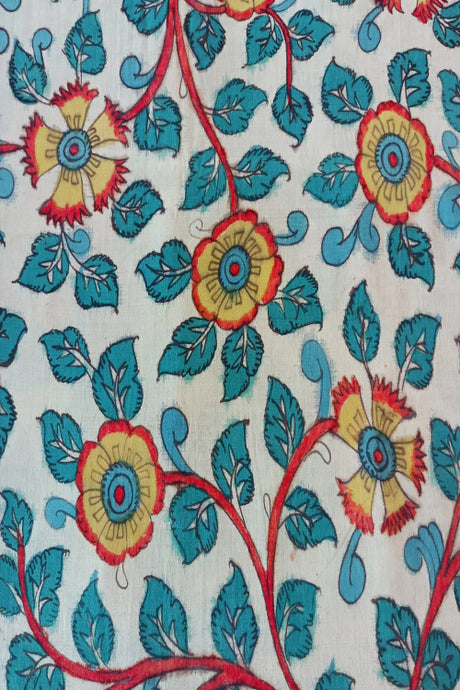 Natural Dye Hand-Painted Kalamkari Cotton Fabric
