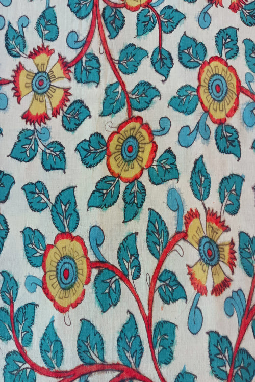 Natural Dye Hand-Painted Kalamkari Cotton Fabric