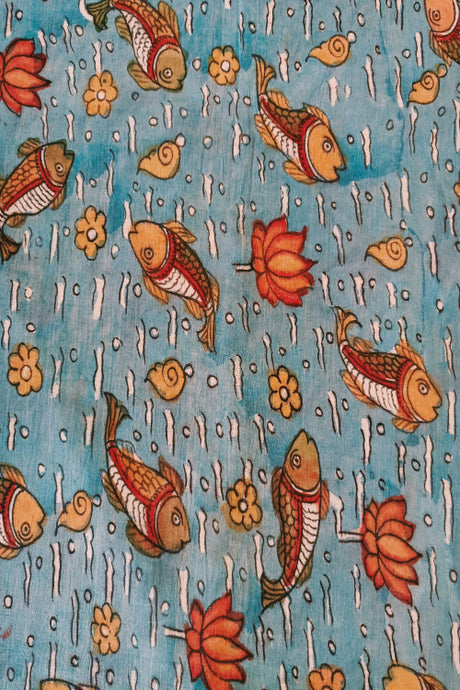 Natural Dye Hand-Painted Kalamkari Cotton Fabric