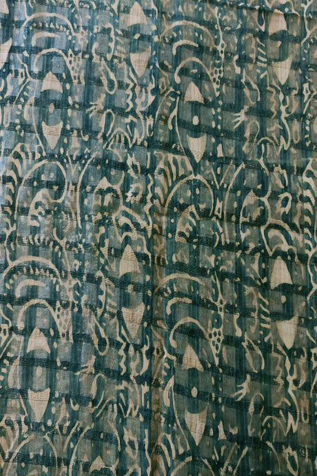 Natural Dye Block Printed Tussar Fabric