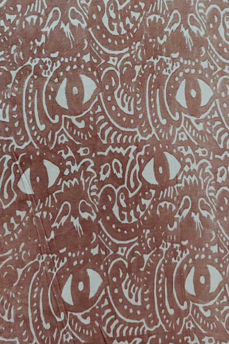 Natural Dye Block Printed Tussar Fabric