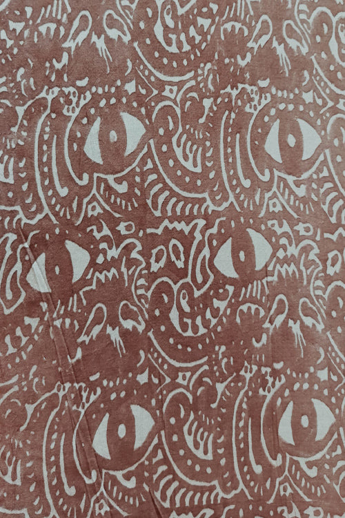 Natural Dye Block Printed Tussar Fabric