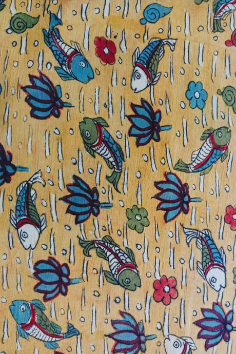 Natural Dye Hand-Painted Kalamkari Cotton Fabric