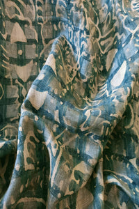 Natural Dye Block Printed Tussar Fabric