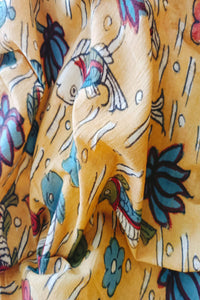 Natural Dye Hand-Painted Kalamkari Cotton Fabric