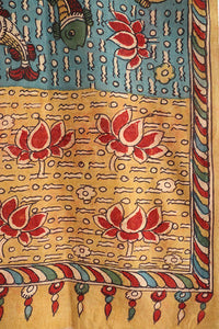 Natural Dye Hand-Painted Kalamkari Cotton X Silk Stole