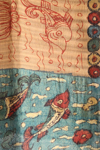 Natural Dye Hand-Painted Kalamkari Silk Stole