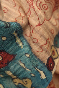 Natural Dye Hand-Painted Kalamkari Silk Stole