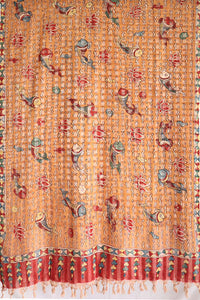 Natural Dye Hand-Painted Kalamkari Tussar Dupatta