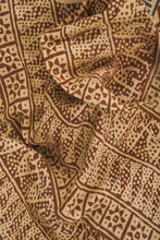 Load image into Gallery viewer, Hand Woven Natural Dye 'WOOD SOUL' Block-Printed Tussar x Cotton Stole