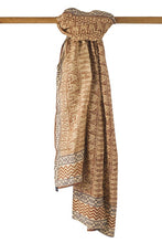 Load image into Gallery viewer, Hand Woven Natural Dye 'WOOD SOUL' Block-Printed Tussar x Cotton Stole