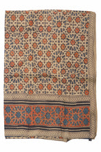 Load image into Gallery viewer, Hand Woven Natural Dye 'THE STAMP EDIT' Block-Printed Tussar x Cotton Stole