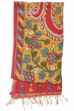 Load image into Gallery viewer, Hand Woven Natural Dye 'KALAM- SCRIPT' Hand-Painted Kalamkari Tussar x Cotton Stole
