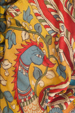 Load image into Gallery viewer, Hand Woven Natural Dye 'KALAM- SCRIPT' Hand-Painted Kalamkari Tussar x Cotton Stole