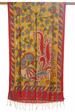 Load image into Gallery viewer, Hand Woven Natural Dye 'KALAM- SCRIPT' Hand-Painted Kalamkari Tussar x Cotton Stole