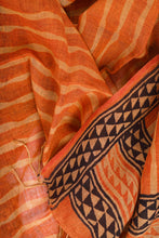 Load image into Gallery viewer, Hand Woven Natural Dye 'BLOCK TO BOLT' PRINT' Block-Printed Linen Stole