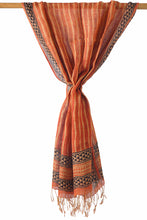 Load image into Gallery viewer, Hand Woven Natural Dye 'BLOCK TO BOLT' PRINT' Block-Printed Linen Stole