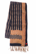 Load image into Gallery viewer, Hand Woven Natural Dye 'SURFACE SOUL' Block-Printed Linen Stole
