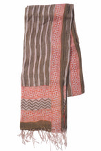 Load image into Gallery viewer, Hand Woven Natural Dye 'PITCH AND PRINT' Block-Printed Linen Stole