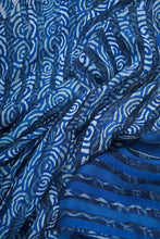 Load image into Gallery viewer, Hand Woven Natural Dye 'NAVY GILDING' Block-Painted silk  Saree