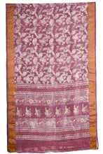 Load image into Gallery viewer, Hand Woven Natural Dye 'WAX-WRITING' Hand-Painted Batik  Mulberry silk  Saree