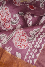 Load image into Gallery viewer, Hand Woven Natural Dye 'WAX-WRITING' Hand-Painted Batik  Mulberry silk  Saree