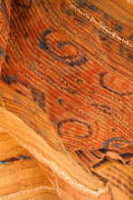 Load image into Gallery viewer, Hand Woven Natural Dye 'WOOD-SCRIBE' Block-Painted silk  Saree