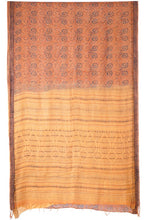 Load image into Gallery viewer, Hand Woven Natural Dye 'WOOD-SCRIBE' Block-Painted silk  Saree
