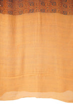 Load image into Gallery viewer, Hand Woven Natural Dye 'WOOD-SCRIBE' Block-Painted silk  Saree