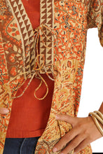 Load image into Gallery viewer, Creative Bee 'EMZIA' Women's handwoven, multiblock patterned, natural-colored, Block Printed  reversible short jacket.