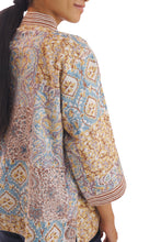 Load image into Gallery viewer, Creative Bee 'NOA' Women's Handwoven, Multiblock Patterned, Natural-Colored, Block Printed Silk x Cotton Reversible Short Jacket.
