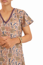 Load image into Gallery viewer, Creative Bee 'FLORIQUE' Hand-Woven Natural Dye Block Printed Tussar x Cotton Dress.