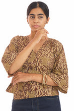 Load image into Gallery viewer, Creative Bee 'SANDTIDE' Wrap top with natural dye, hand block printed with Tortoise design.