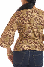 Load image into Gallery viewer, Creative Bee 'SANDTIDE' Wrap top with natural dye, hand block printed with Tortoise design.