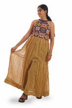 Load image into Gallery viewer, Creative Bee Hand-Woven Natural Dye 'VEIL' Double Ikat With Signature Weave Halter Neck Dress.