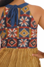 Load image into Gallery viewer, Creative Bee Hand-Woven Natural Dye 'VEIL' Double Ikat With Signature Weave Halter Neck Dress.