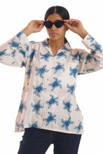 Load image into Gallery viewer, Creative Bee Handwoven Natural Dye Cotton 'SHELLORA' Block Printed Women Shirt.